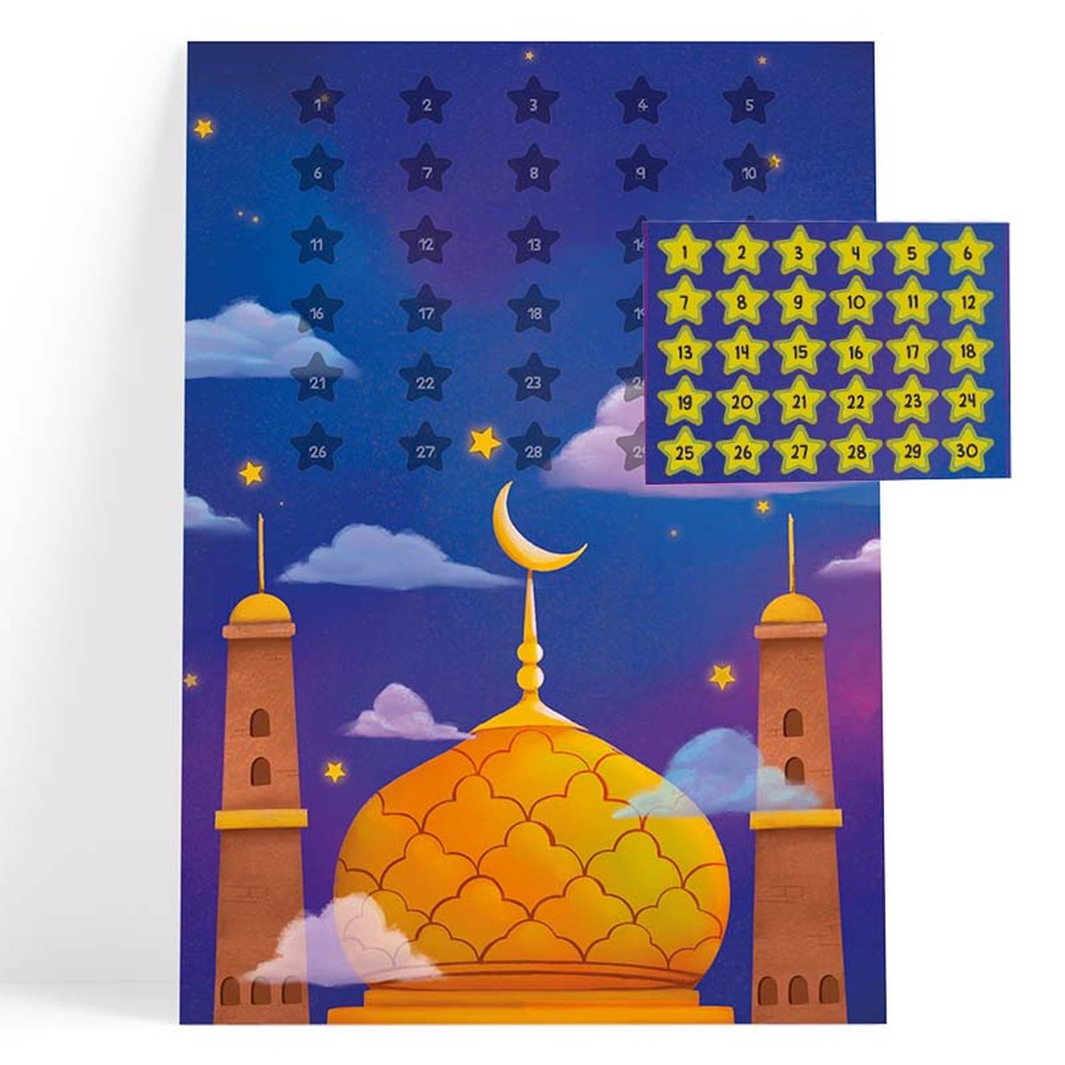 Ramadan aftelkalender moskee - het beste cadeau voor Ramadan - ramadan Mubarak - aftelkalender voor kinderen - aftelkalender met stickers - Eid-ul-fitr -