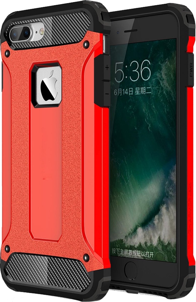 Mobigear Hoesje geschikt voor Apple iPhone 8 Plus Telefoonhoesje Hardcase | Mobigear Outdoor Backcover Shockproof | Schokbestendig iPhone 8 Plus Telefoonhoesje | Anti Shock Proof - Rood
