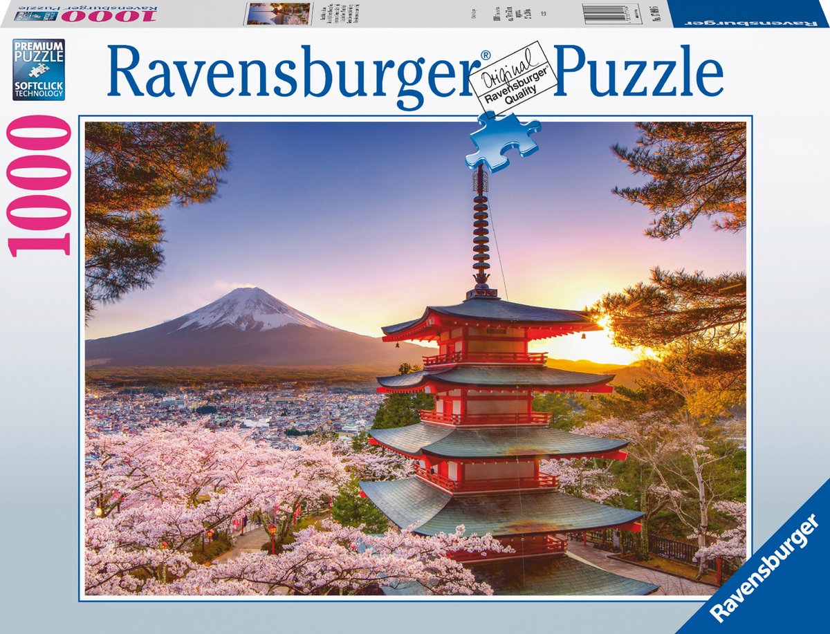 Ravensburger puzzel Kersenbloesem bij de Fuji Berg - Legpuzzel - 1000 stukjes