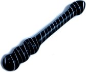 Glazen dildo zwart met witte details recht / Anale sex toys voor koppels