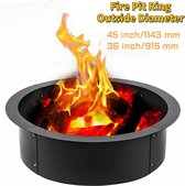 Fire Pit Ring/Liner - Eenvoudig te monteren - Staal - voor Camping Barbecue - Buitendiameter 45"