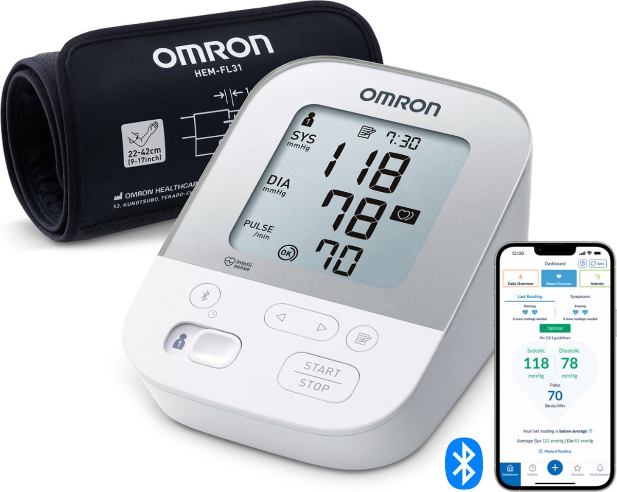 Bol.com OMRON X4 Smart - Bovenarm Bloeddrukmeter - Omtrek manchet: 22-42 cm aanbieding