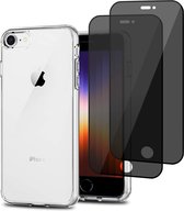 iPhone SE 2022 Hoesje + 2x iPhone SE 2022 Privé Screenprotector – Privacy Tempered Glass -  Extreme TPU Case Transparant
