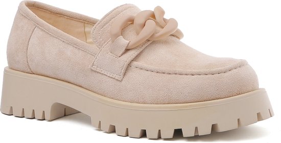 SmileFavorites® Loafers met Hak - Suedine - Beige - Maat 40 | bol.com