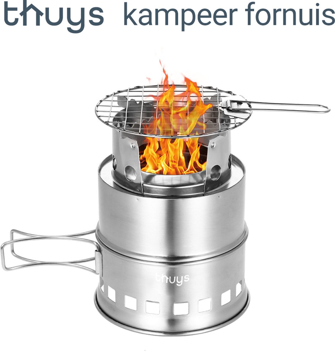 Houtkachel voor buiten onder de overkapping