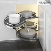 Milano Luxurious® Corner Kitchen Cabinet Organizer - 2 étagères coulissantes - charnière à gauche - anthracite