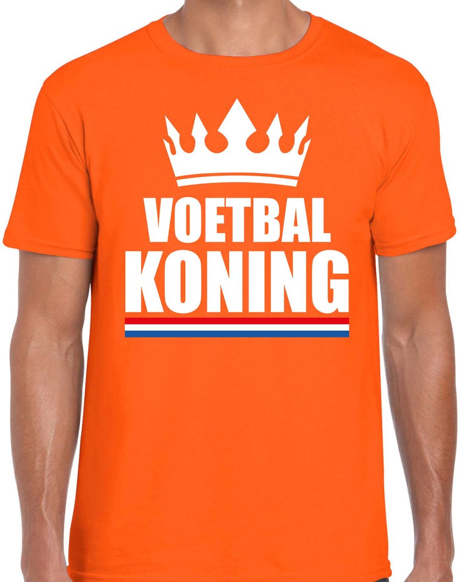 Oranje voetbal koning shirt met kroon heren - Sport / hobby kleding L