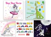 verjaardagskaarten - kinderverjaardag - dino - eenhoorn - auto - kaart