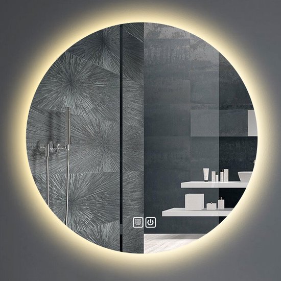 Groenovatie Miroir de Salle de Bain LED - 15W - Rond Ø60 cm - Etanche IP54 - Ecran Tactile