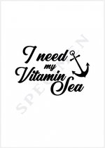 Wenskaarten A6 (10.5x14.8cm) enkele quote kaarten i need vitamin sea - 50 stuks groothandel