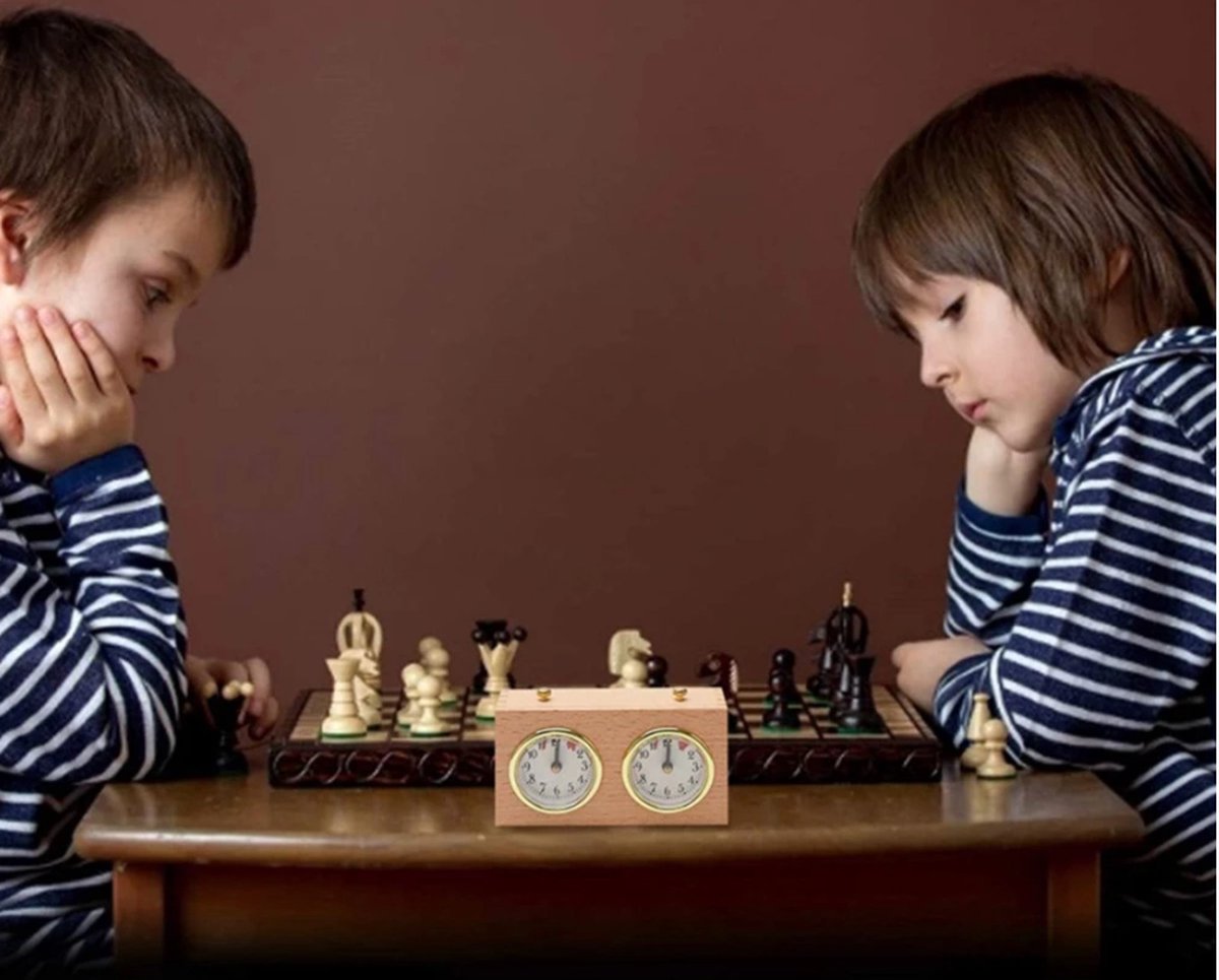 Schaakklok Hout - Schaakklok Analoog - Klassiek Schaken - Professioneel Schaken - Geen Batterijen Nodig — cadeau in Spellen & Speelgoed - foto 5
