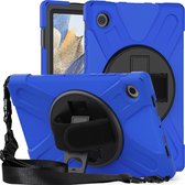Case2go - Tablet Hoes geschikt voor Samsung Galaxy Tab A8 (2022 & 2021) - 10.5 Inch - Hand Strap Armor Case - Donker Blauw