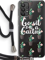 Case Company® - Samsung Galaxy A32 4G hoesje met Koord - Cactus quote - Telefoonhoesje met Zwart Koord - Bescherming aan alle Kanten en Over de Schermrand