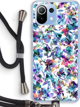 Case Company® - Xiaomi Mi 11 Lite hoesje met Koord - Hibiscus Flowers - Telefoonhoesje met Zwart Koord - Bescherming aan alle Kanten en Over de Schermrand