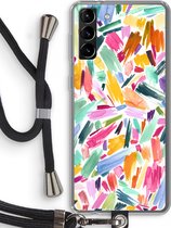 Case Company® - Samsung Galaxy S21 Plus hoesje met Koord - Watercolor Brushstrokes - Telefoonhoesje met Zwart Koord - Bescherming aan alle Kanten en Over de Schermrand