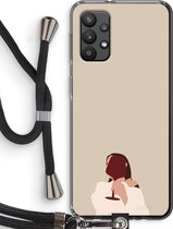 Case Company® - Samsung Galaxy A32 4G hoesje met Koord - I drink wine - Telefoonhoesje met Zwart Koord - Bescherming aan alle Kanten en Over de Schermrand