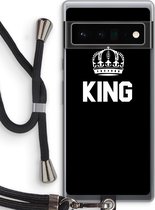 Case Company® - Google Pixel 6 Pro hoesje met Koord - King zwart - Telefoonhoesje met Zwart Koord - Bescherming aan alle Kanten en Over de Schermrand