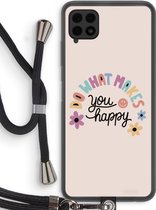 Case Company® - Samsung Galaxy A22 4G hoesje met Koord - Happy days - Telefoonhoesje met Zwart Koord - Bescherming aan alle Kanten en Over de Schermrand