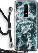 Case Company® - OnePlus 6 hoesje met Koord - Zee golf - Telefoonhoesje met Zwart Koord - Bescherming aan alle Kanten en Over de Schermrand