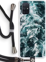 Case Company® - Samsung Galaxy A71 hoesje met Koord - Zee golf - Telefoonhoesje met Zwart Koord - Bescherming aan alle Kanten en Over de Schermrand