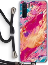 Case Company® - Oppo A91 hoesje met Koord - Pastel Echoes - Telefoonhoesje met Zwart Koord - Bescherming aan alle Kanten en Over de Schermrand