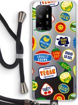 Case Company® - Oppo A94 5G hoesje met Koord - Fruitsticker - Telefoonhoesje met Zwart Koord - Bescherming aan alle Kanten en Over de Schermrand