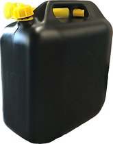 Jerrycan - 20 Liter - Kunststof - Met Flexibele Tuit - Draaidop - Zwart - Geel - Jerry Can