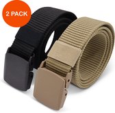 Safekeepers - Broekriem - Koppelriem Tactical - Belt  Sportief - Militair - Unisex Broekriem Zwart en Beige - 110 CM -  2 Pak