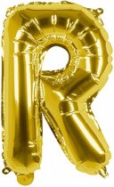 folieballon letter R 36 cm goud