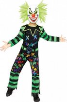 verkleedpak Haha Clown junior polyester zwart/groen mt 116/128