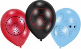 ballonnen Miraculous 6 stuks zwart/rood/blauw