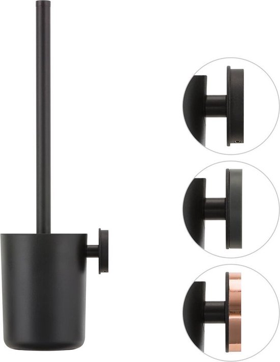Tiger Urban - WC borstel met houder - Toiletborstel - Wandmontage - Zonder boren - Zwart
