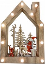kersttafereel X-mas led 20 x 30 cm hout bruin
