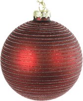 kerstbal Jolee 8 cm glas rood/zilver/goud