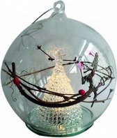 Kerstbal led kerstboom 12 cm glas transparant