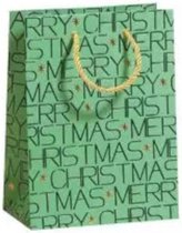 cadeautas kerst Green X-mas 26 x 34 cm papier groen