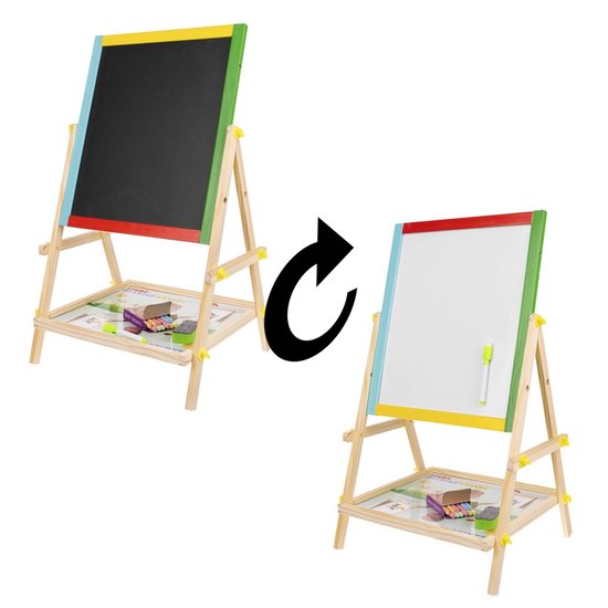 aanplakbiljet Opknappen Geweldig Staand Krijtbord en Whiteboard in 1 – met Krijt Wisser en Stift –  Schoolbord voor... | bol.com
