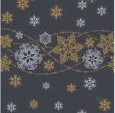 servetten Snow Glitter 3-laags 33 cm papier zwart/goud