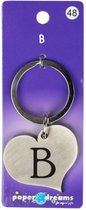 sleutelhanger hart letter B 10 x 4 cm staal zilver