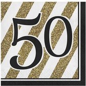servetten 50 jr. 33 x 33 cm papier zwart/goud 16 st.