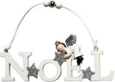 hangfiguur Noel 13,5 x 7 cm wit/zilver