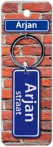 sleutelhanger straatnaam Arjan 9 cm staal blauw