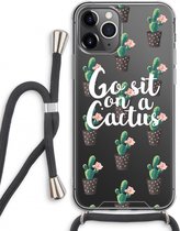 Case Company® - iPhone 11 Pro Max hoesje met Koord - Cactus quote - Telefoonhoesje met Zwart Koord - Extra Bescherming aan alle Kanten en Over de Schermrand