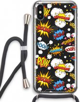 Case Company® - iPhone XS hoesje met Koord - Pow Smack - Telefoonhoesje met Zwart Koord - Extra Bescherming aan alle Kanten en Over de Schermrand