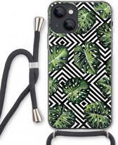 Case Company® - iPhone 13 mini hoesje met Koord - Geometrische jungle - Telefoonhoesje met Zwart Koord - Extra Bescherming aan alle Kanten en Over de Schermrand