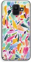 Case Company® - Samsung Galaxy A6 (2018) hoesje - Watercolor Brushstrokes - Soft Cover Telefoonhoesje - Bescherming aan alle Kanten en Schermrand