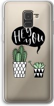 Case Company® - Samsung Galaxy A8 (2018) hoesje - Hey you cactus - Soft Cover Telefoonhoesje - Bescherming aan alle Kanten en Schermrand