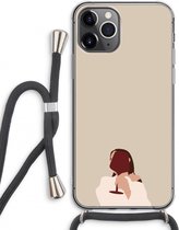 Case Company® - iPhone 11 Pro Max hoesje met Koord - I drink wine - Telefoonhoesje met Zwart Koord - Extra Bescherming aan alle Kanten en Over de Schermrand