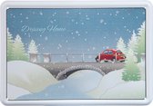 Goebel - Scandic Home | Metalen wenskaart Driving Home | Kerstkaart - 14cm