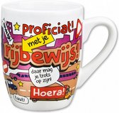 mok cartoon-stijl rijbewijs keramiek 325ml rood/wit